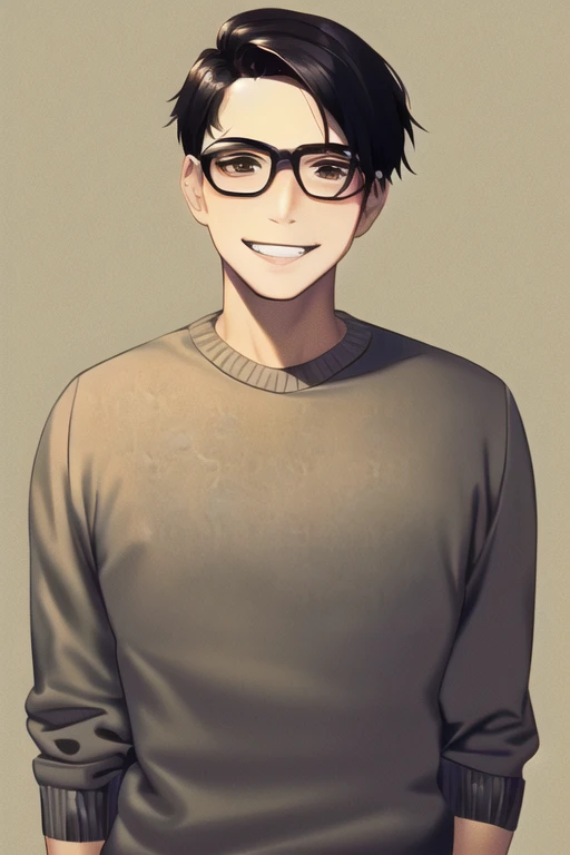 [NovelAI] छोटे बाल चश्मा हंसी पतला लंबा महाकाव्य पुरुष स्वेटर [चित्रकला]